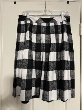 Talbots Black & White Buffalo Check A-Line Skirt